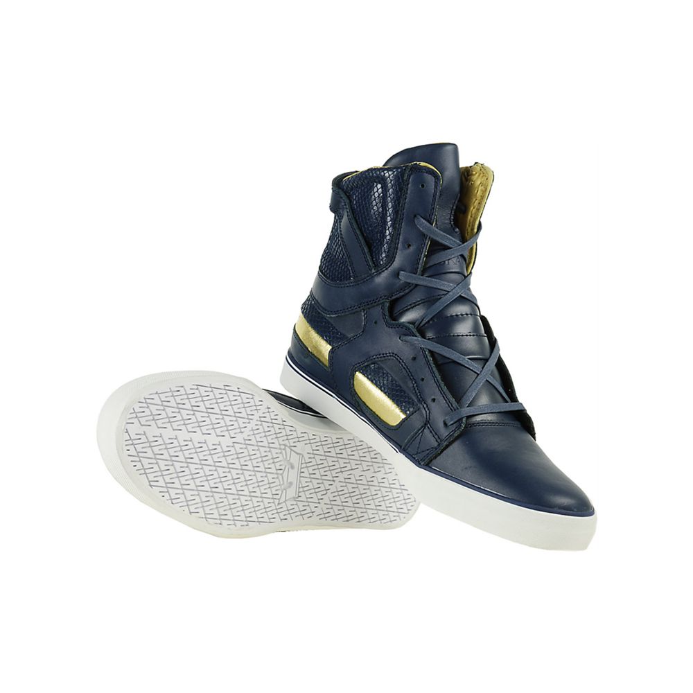 Supra SkyTop II Navy Gold Shoes - Supra High Top Shoes Mens Online Canada