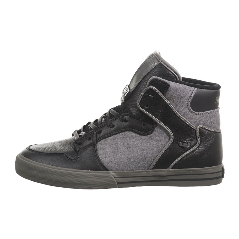 Supra Vaider Black Grey Shoes - Supra High Top Shoes Mens Sale Canada
