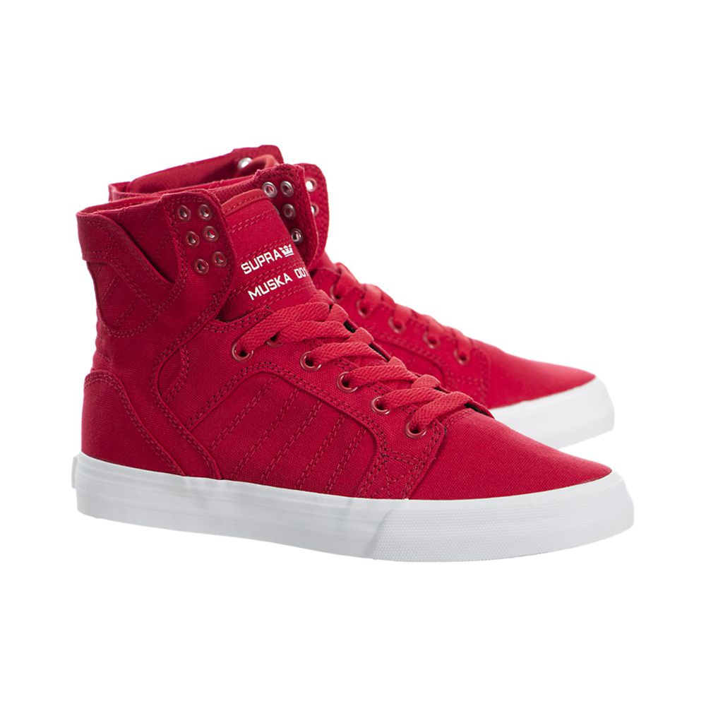 Supra SkyTop Red Shoes - Supra High Top Shoes Womens Factory Outlet Canada
